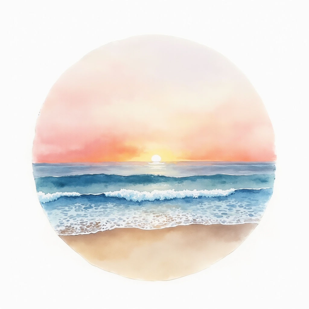 Coastal Sunrise Watercolor