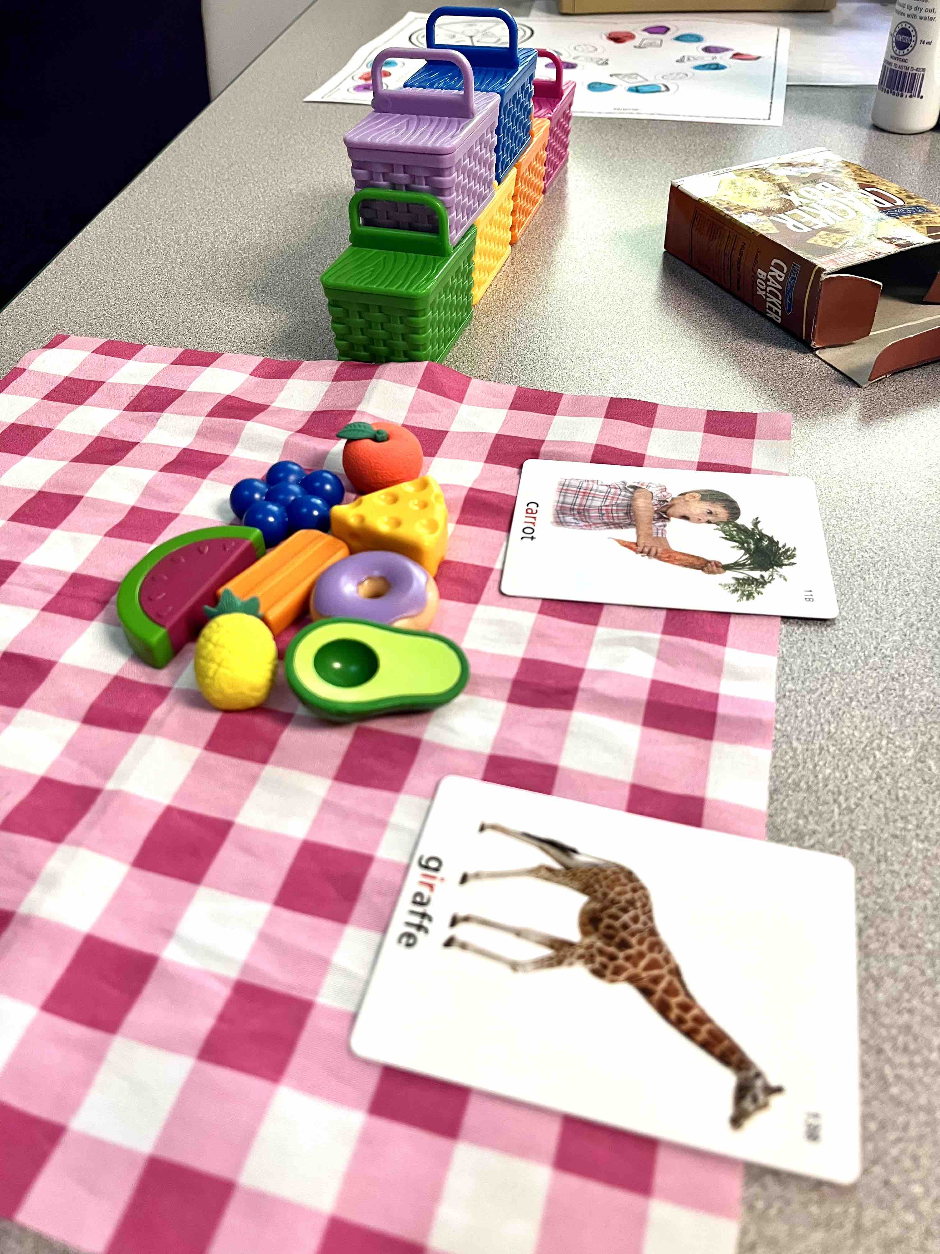 Speech therapy activity setup