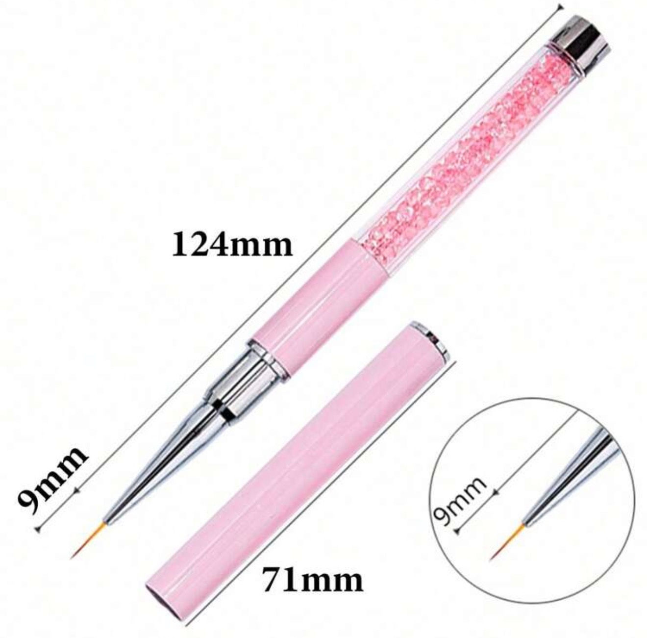 מכחול ליינר דק צבע ורוד 9 מ״מ - מתאים לפרנץ ולתיקון מבנה 