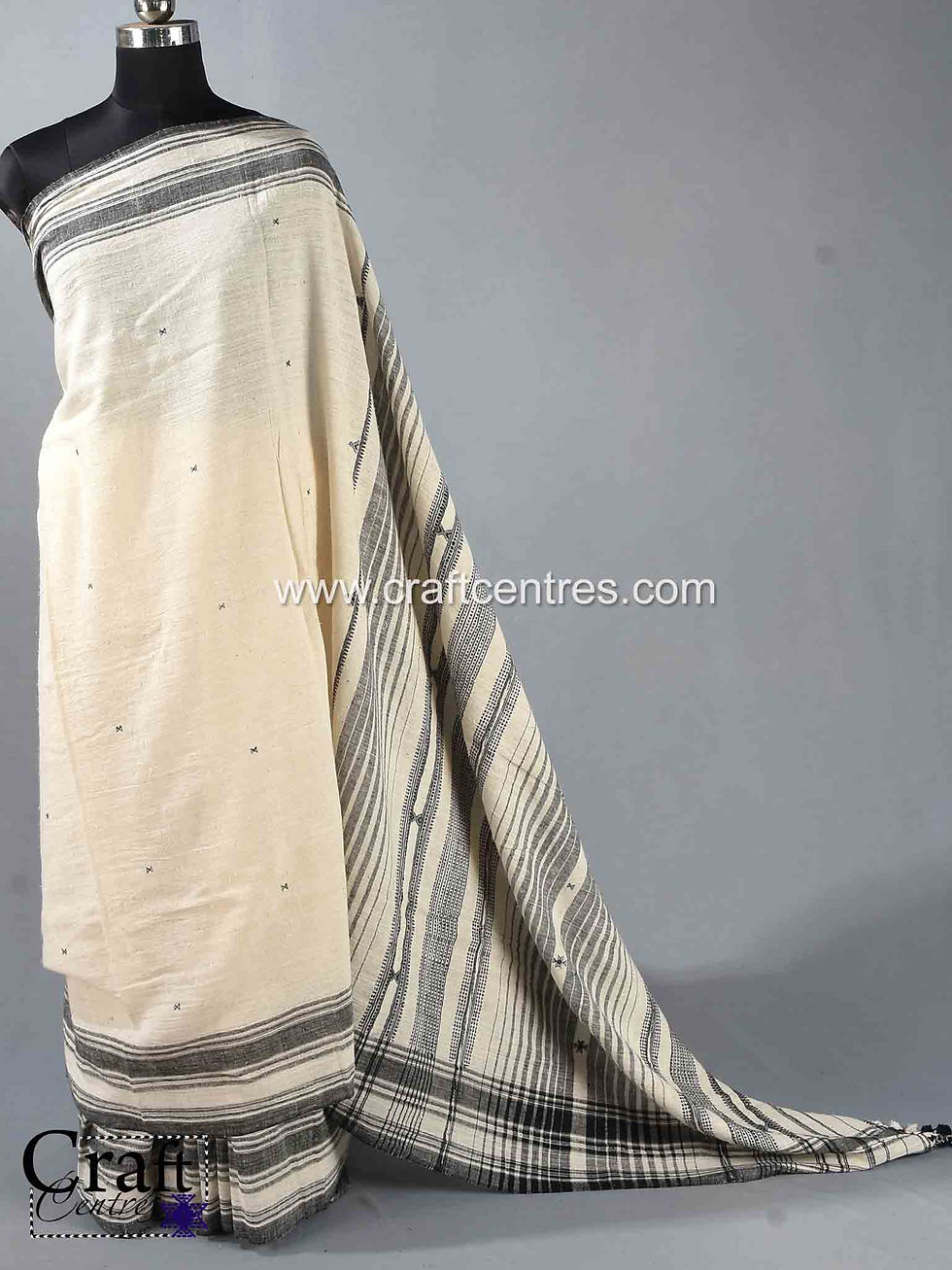 Thumbnail: bhujodi off white saree