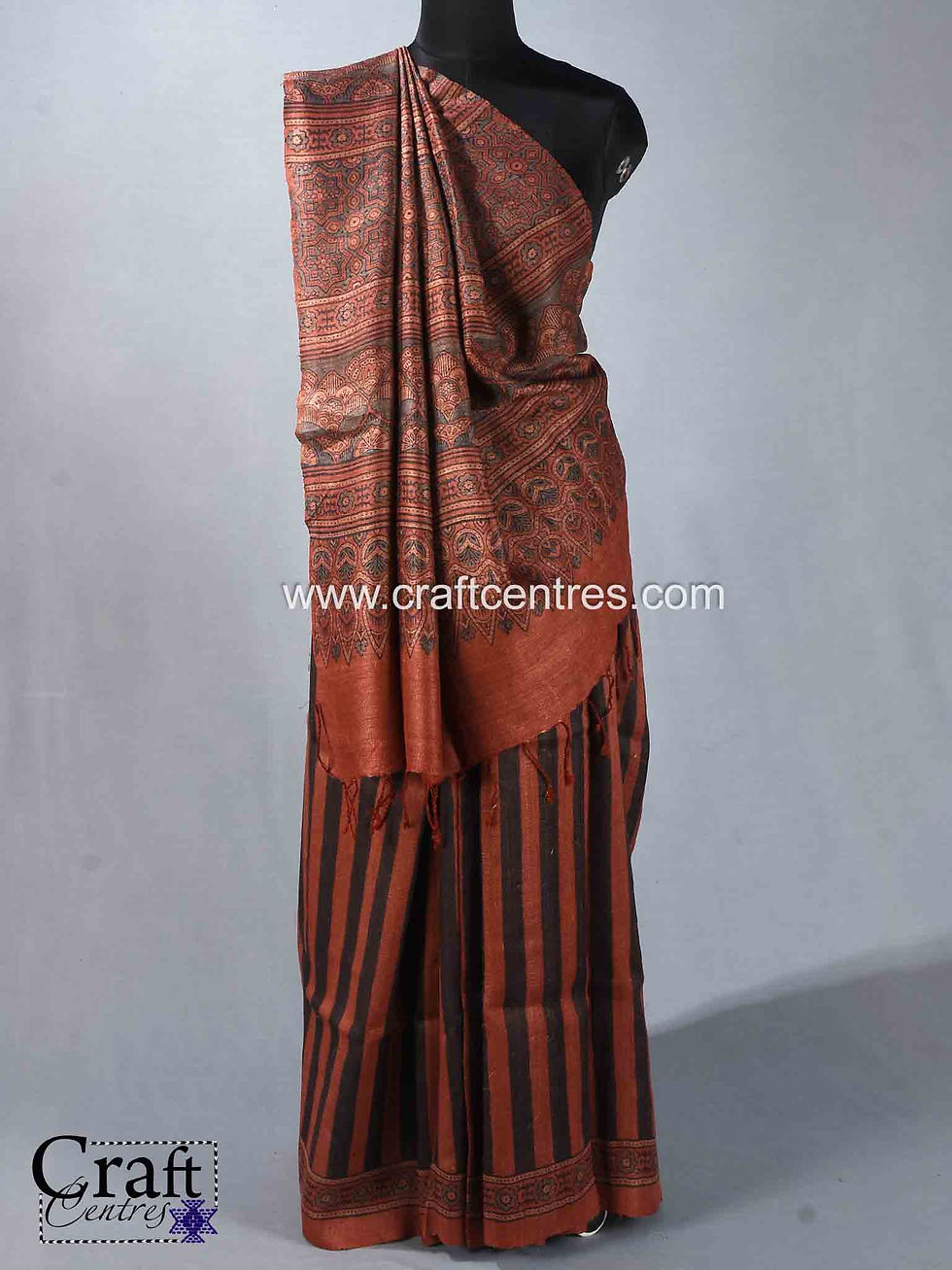 Thumbnail: silk ajrakh saree