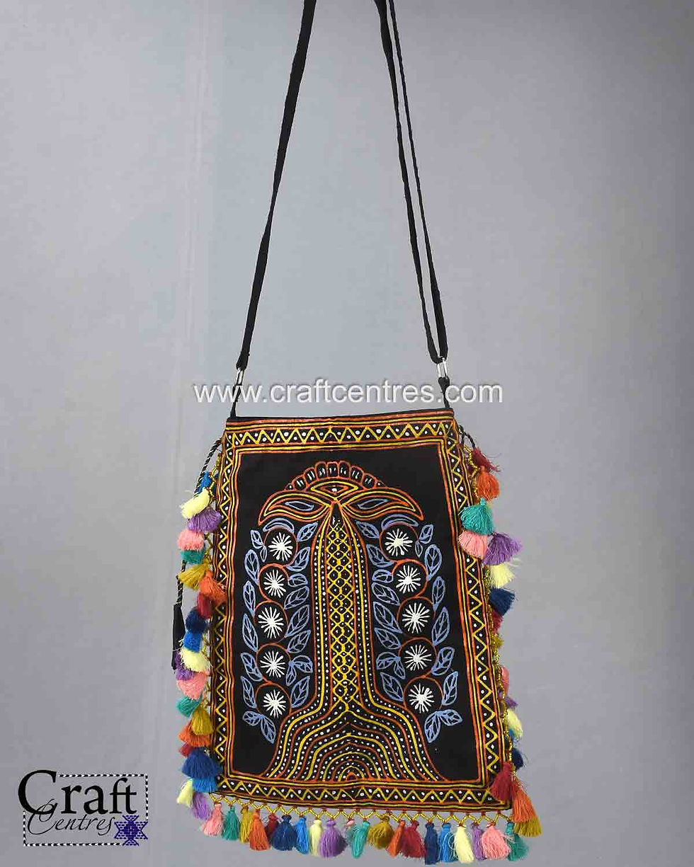 Black Potli Bag Hand Painted Rogan Art For Women