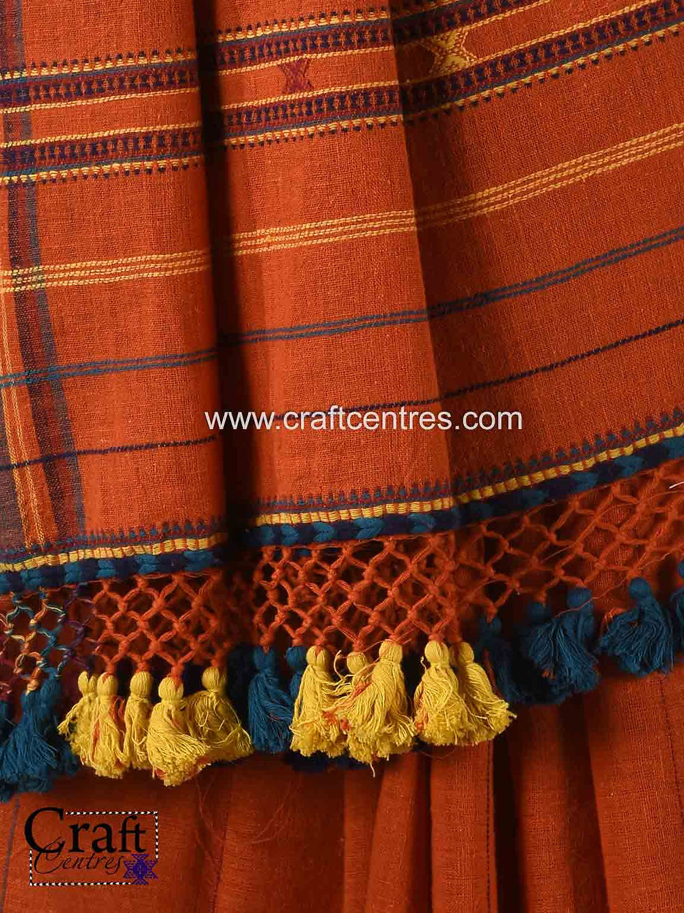 Thumbnail: handloom bhujodi saree orange colour online