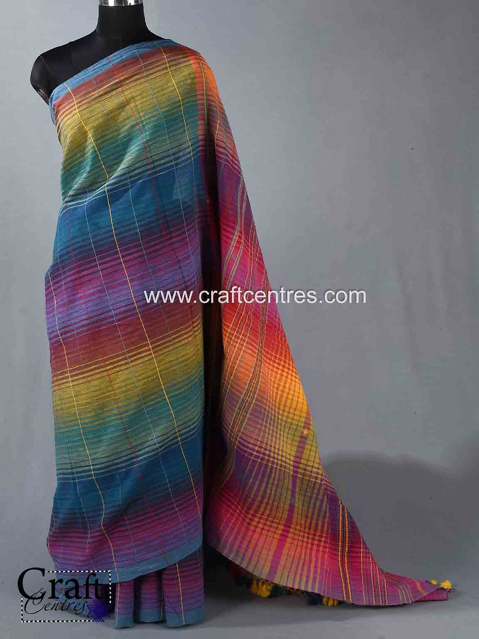 Thumbnail: bhujodi rainbow saree kala cotton online