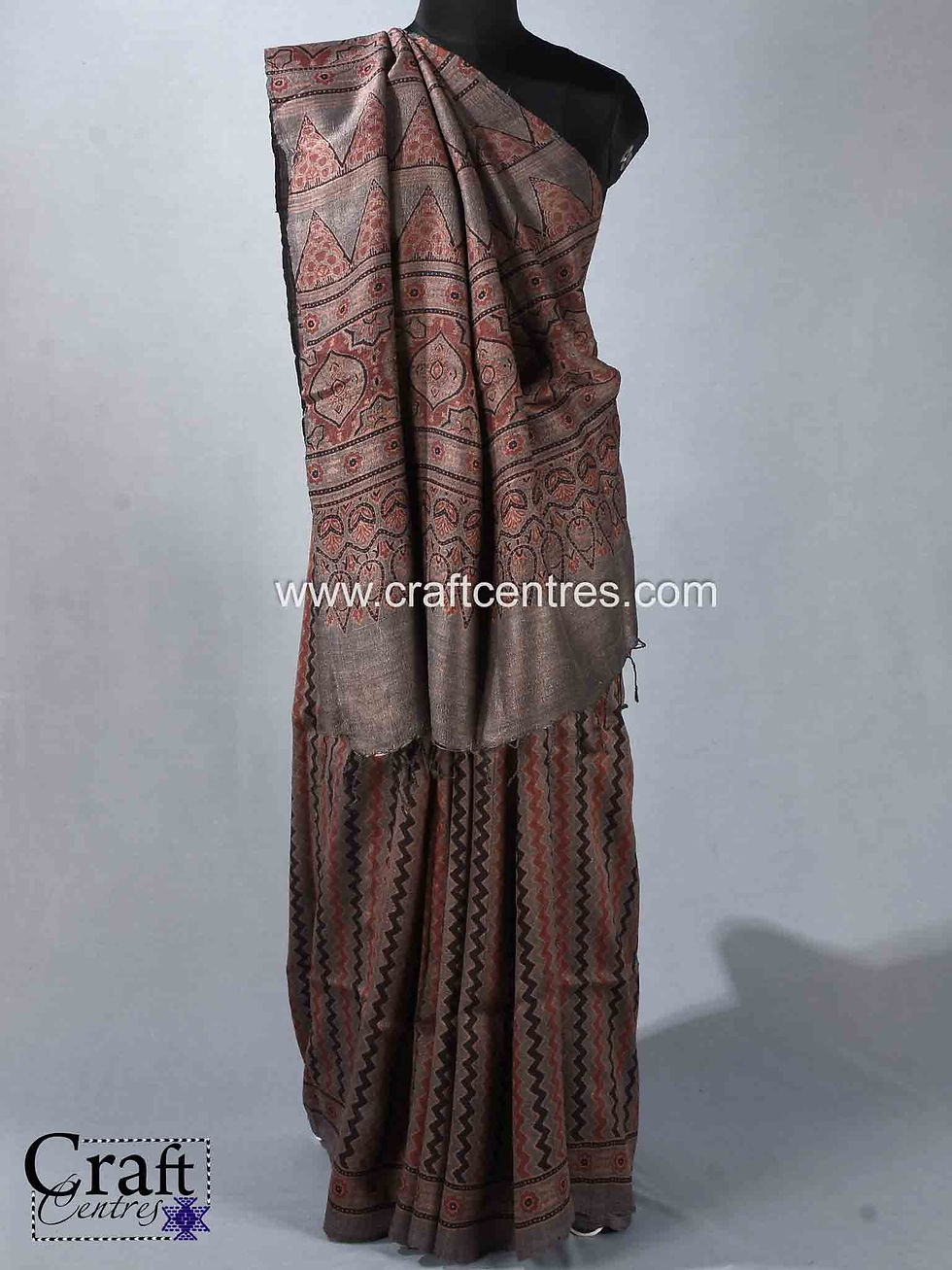 Thumbnail: handloom ajrakh saree
