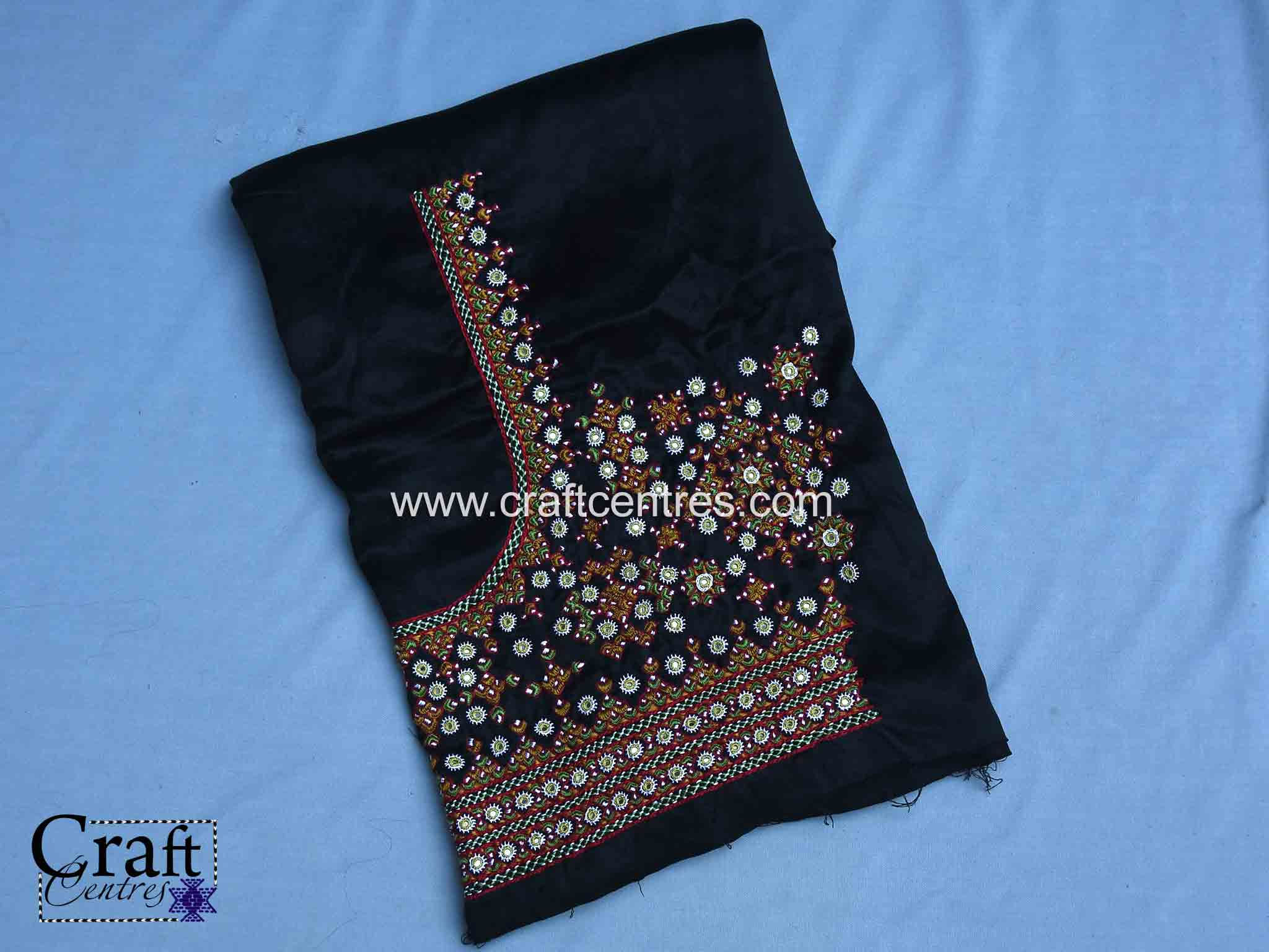 Black kutch work blouse piece