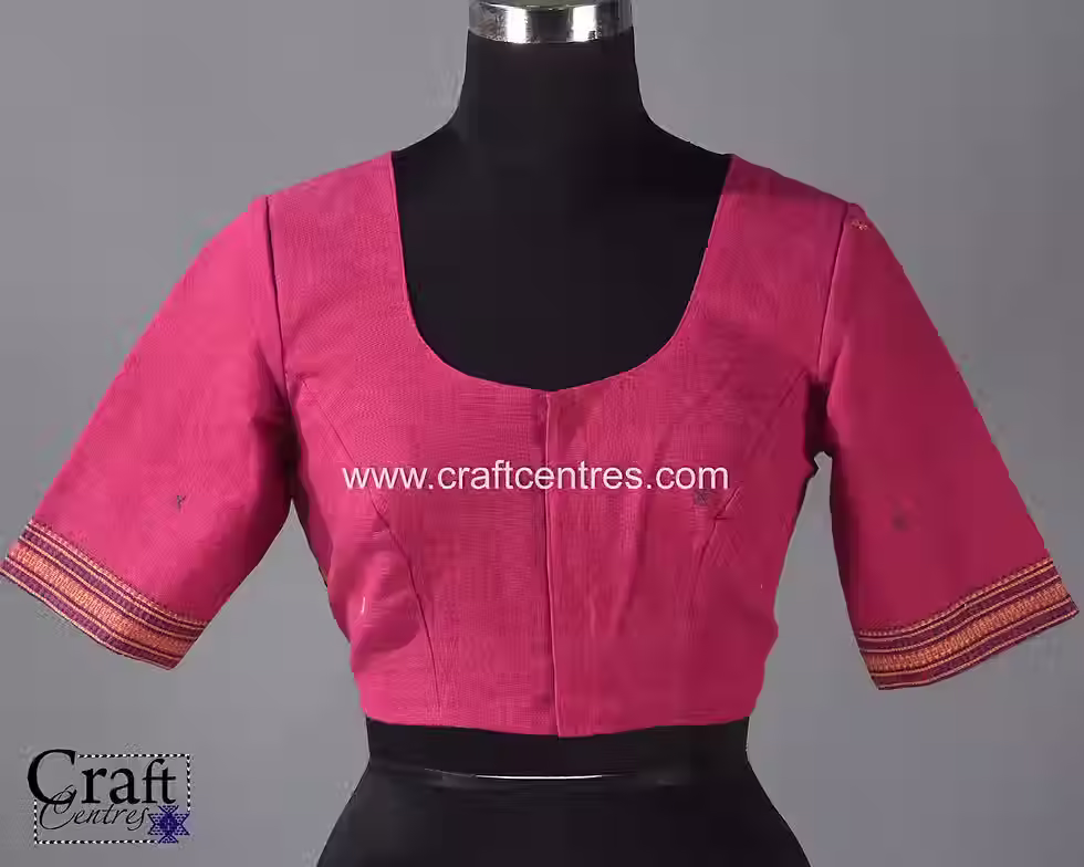 Thumbnail: ready made kala cotton blouse with kutch embroidery for women