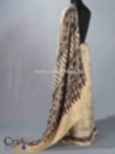 Kutchi Ajrakh hand block print saree