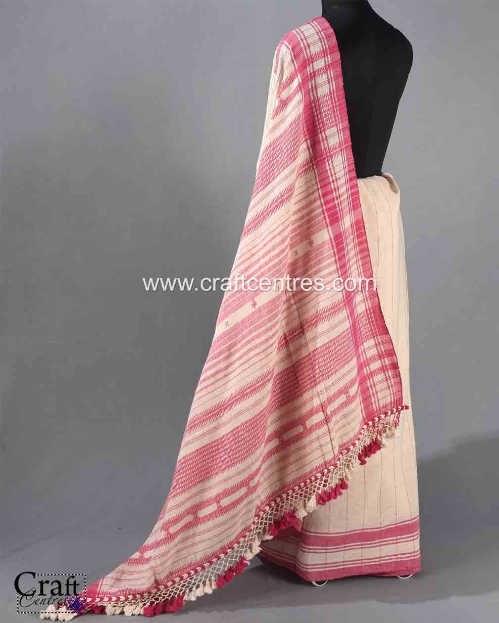 Bili And Gulabi Handwoven Bhujodi Kala Cotton Saree
