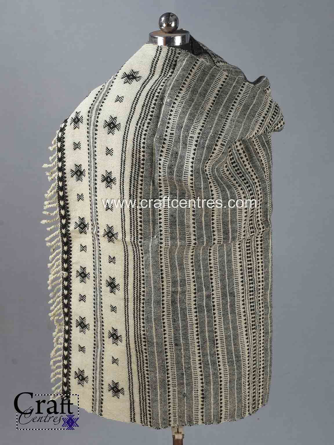 Black and white Kutch shawl (throw)