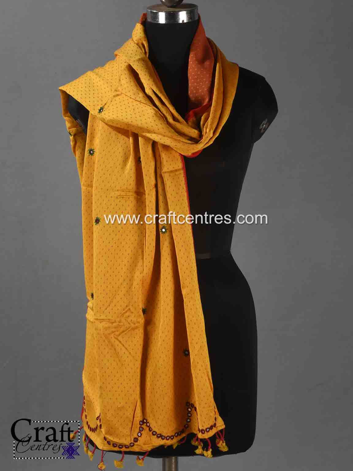 Mirror Work Kutch Handloom Mashru Silk Stole