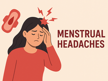 Woman holding her head in pain from menstrual headaches
