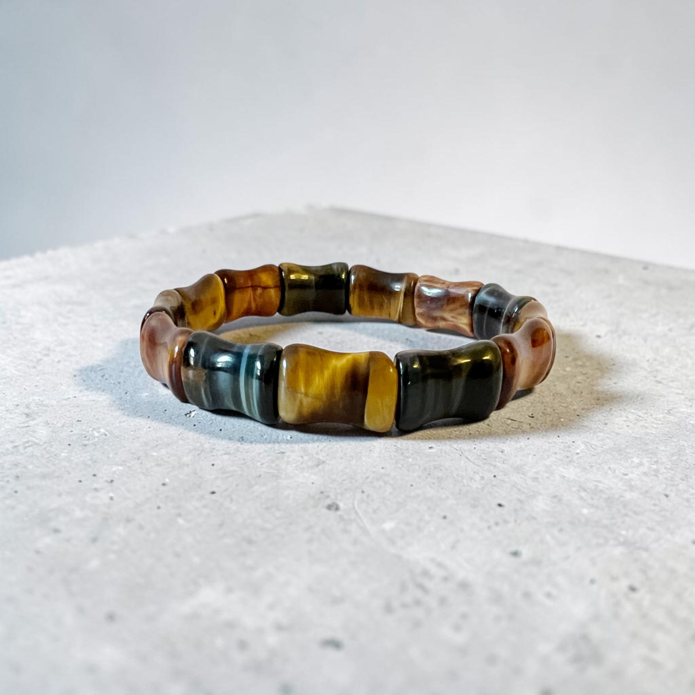 Men's Tigers Eye Bamboo Shape Bracelet