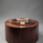 leather bracelet with sterling silver bead and hook clasp on podium