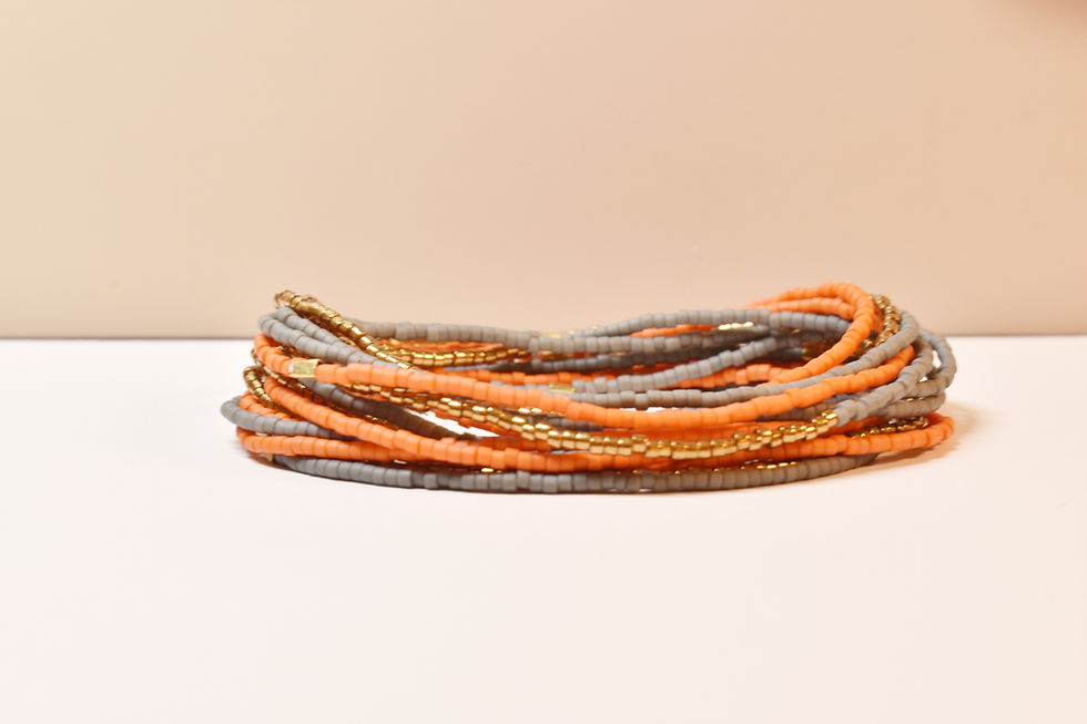 Thumbnail: clay mix stack of 15 seed bead stretch bracelets