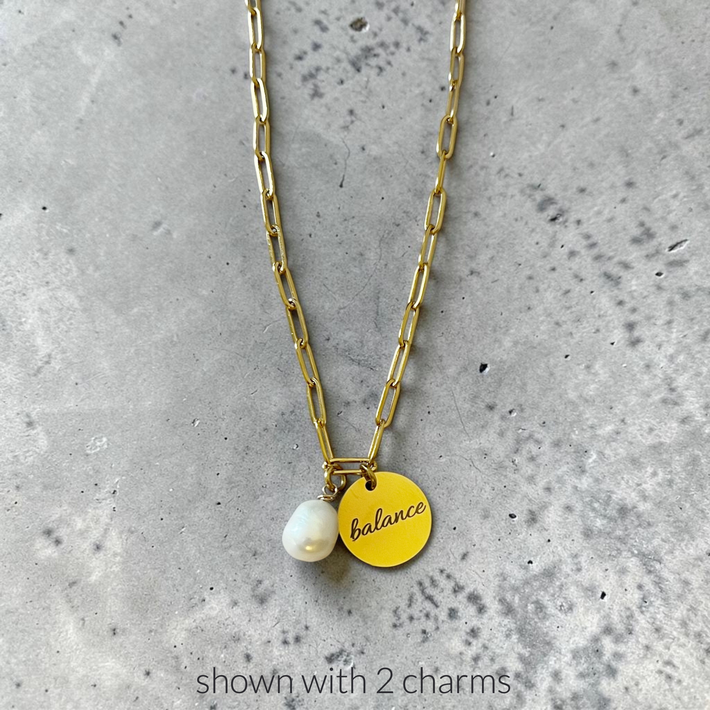 Personalized Gold Paperclip Charm Necklace