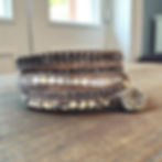 black stone mix 5 leather wrap bracelet front view