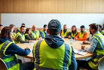 in a large room about 20 people seating