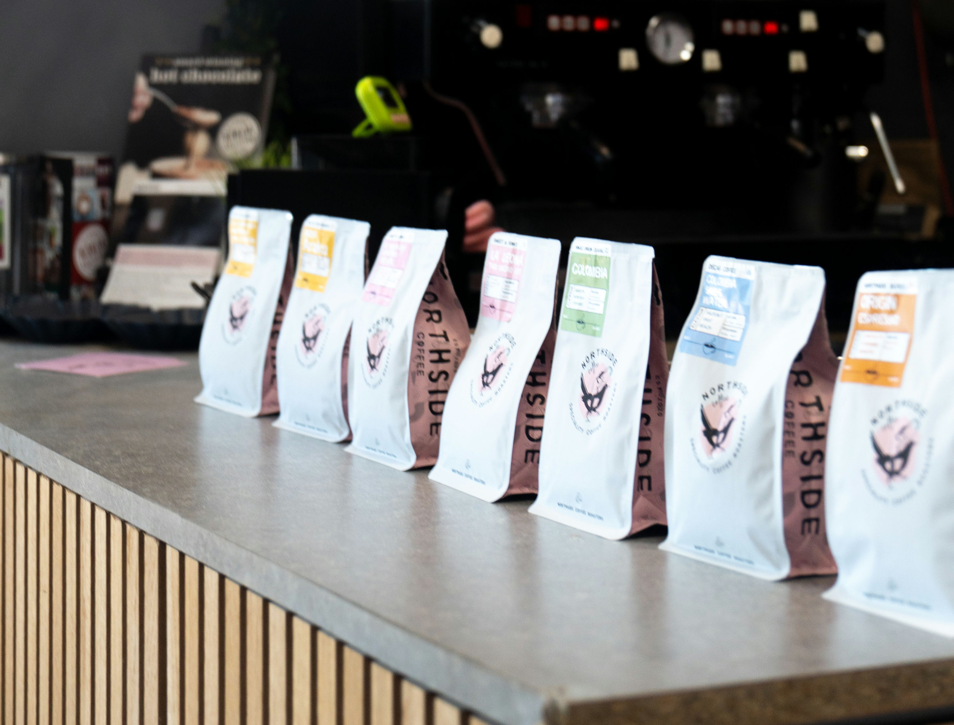 Northside coffee roasters coffee bag range display