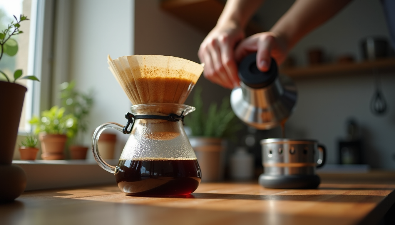 Home coffee brewing illustration