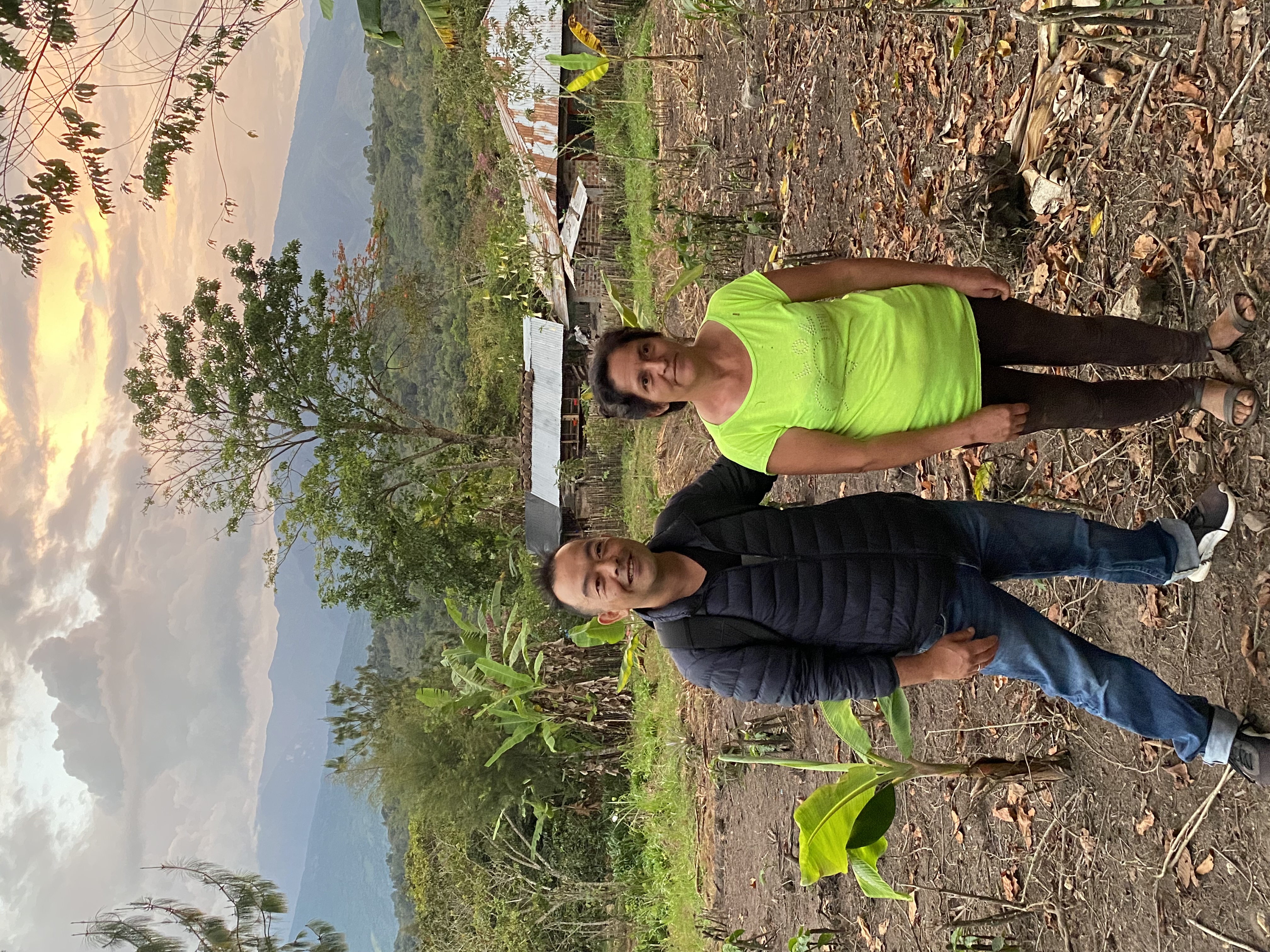 Coffee farmers on a hillside plantation in Peru