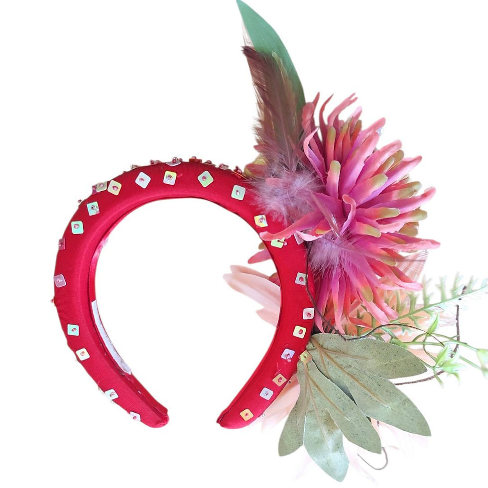 Miniatura: Tiara Acolchoada Vermelha Floral