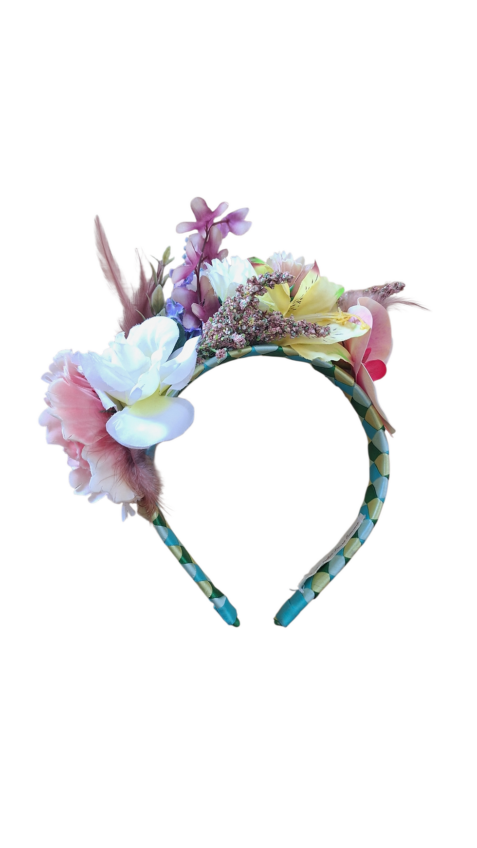 Tiara Floral Fitas Verde