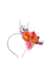 Tiara Floral Laranja, Rosa e Vermelha