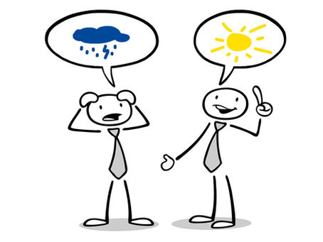 Two people interpreting the same situation differently, symbolising misunderstanding in business agreements.