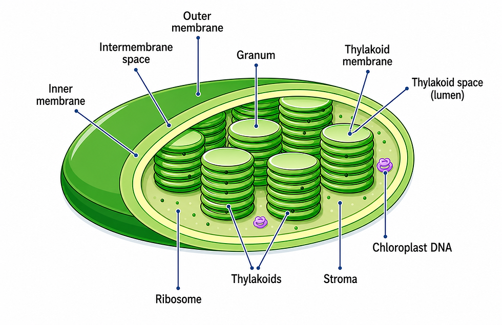 Figure 1: Chloroplast in leaves and its internal structures