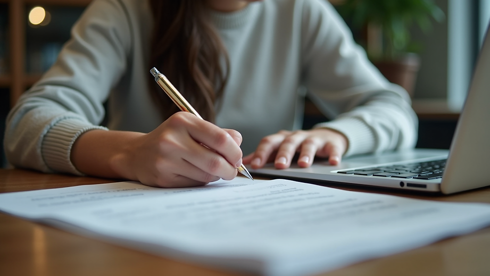 Eye-level view of a student using a laptop to complete a college application form