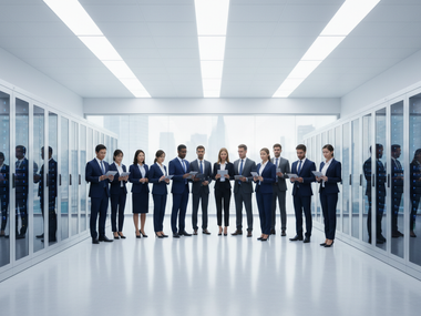 Eye-level view of a cloud data center with servers and network equipment