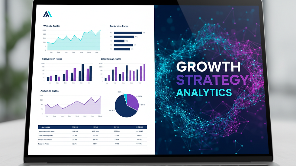 Close-up view of a laptop screen displaying digital marketing analytics