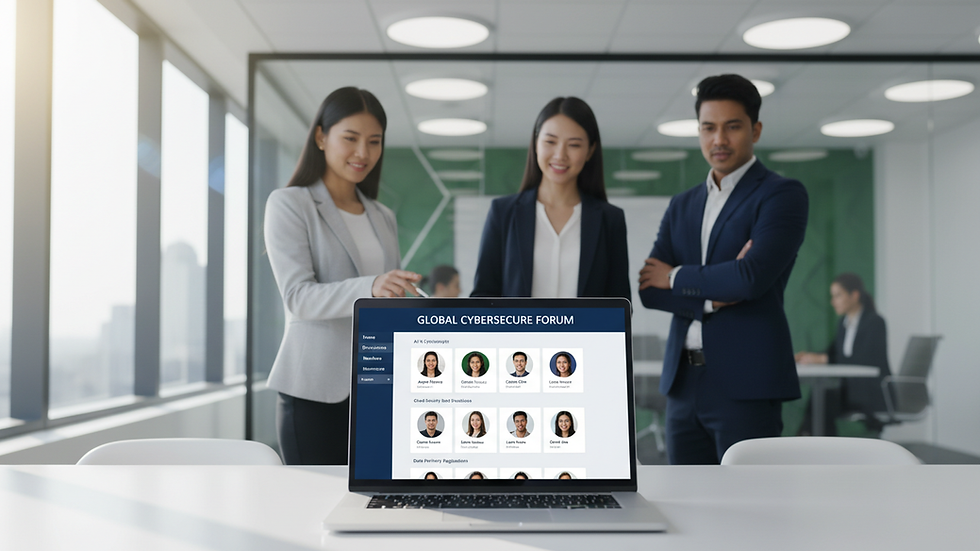 Eye-level view of a laptop screen showing a cybersecurity forum