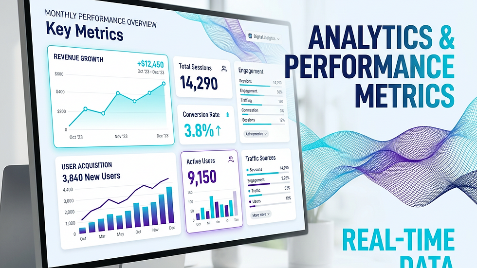 Close-up view of a digital dashboard displaying analytics and performance metrics