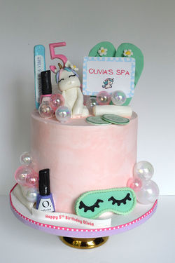 Unicorn Spa Themed 5th Birthday Cake