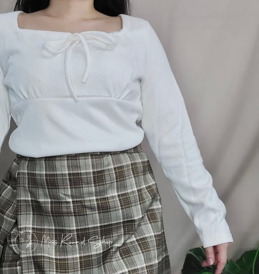 縮圖：方領前綁結修身上衣 #AT3331
