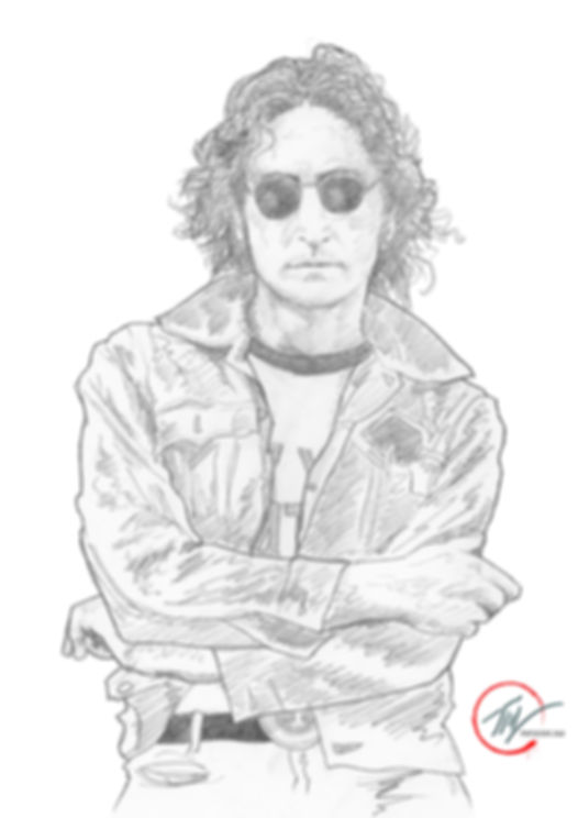 John Lennon - Sketch B&W -- A3 ART PRINT