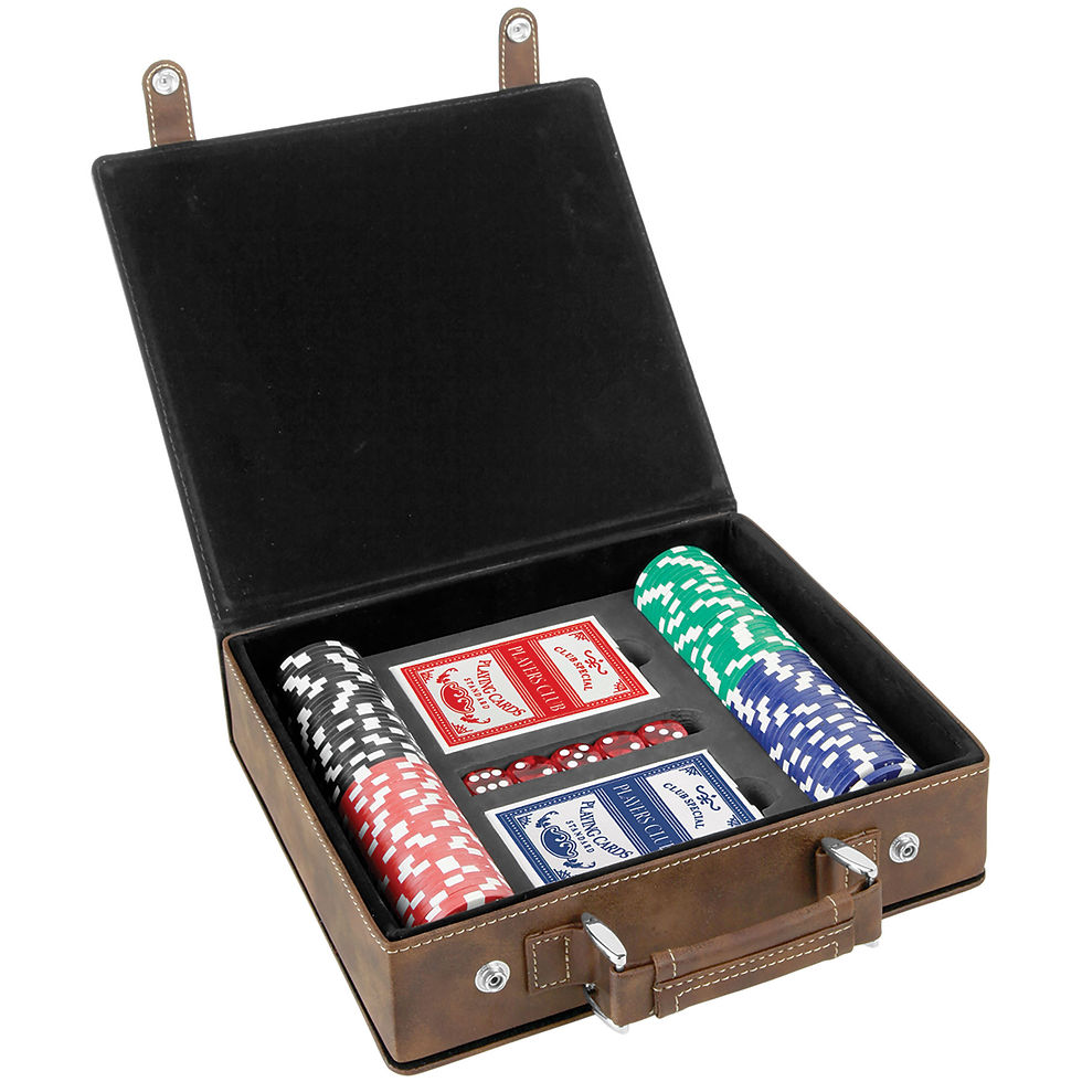 Thumbnail: Custom Engraved Luxury 100 Chip Leatherette Poker Set