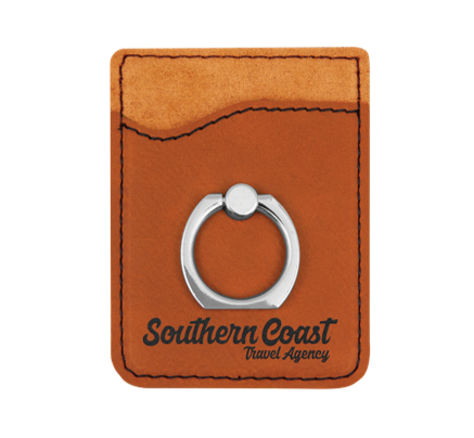 Thumbnail: Custom Engraved Leatherette Phone Pocket w/ Ring