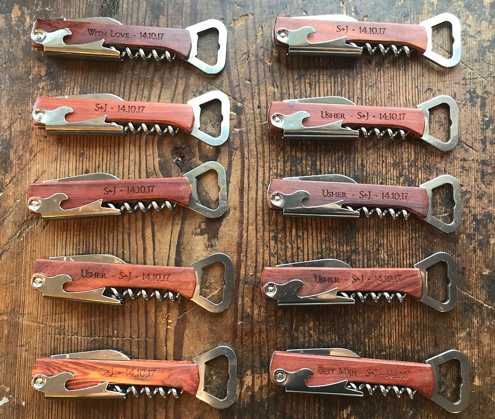 Thumbnail: Custom Engraved Rosewood Cork Screw Tool