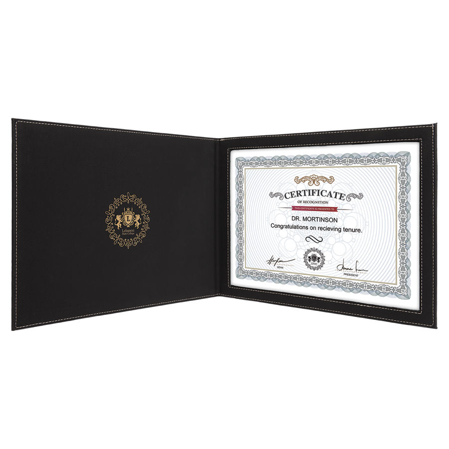Thumbnail: Custom Engraved Leatherette Certificate Diploma Holder
