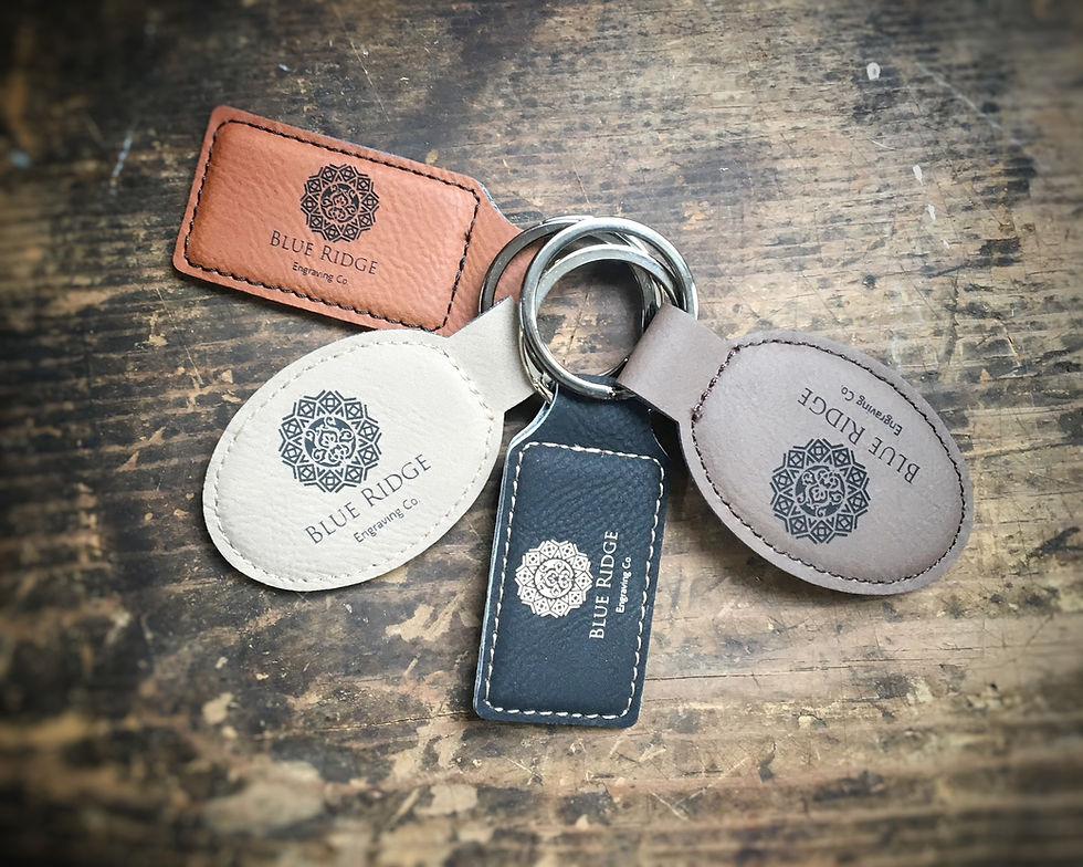 Thumbnail: Personalized Leatherette Keychains- Multiple Shapes, Colors &amp; Sizes