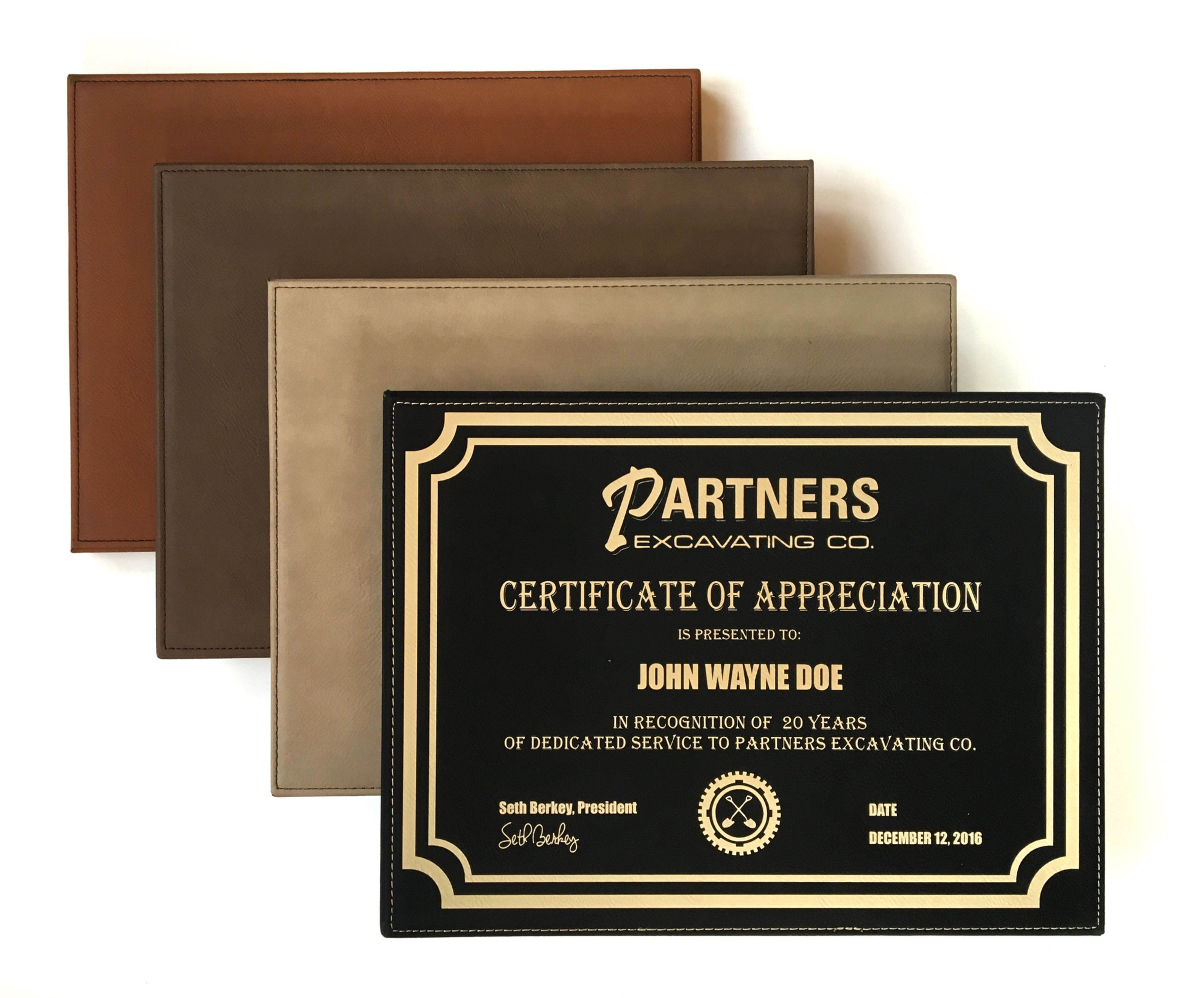 Custom Engraved Leatherette Plaques