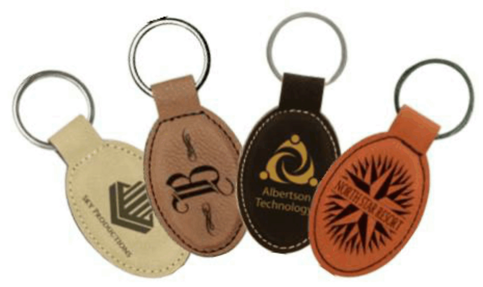 Thumbnail: Personalized Leatherette Keychains- Multiple Shapes, Colors &amp; Sizes