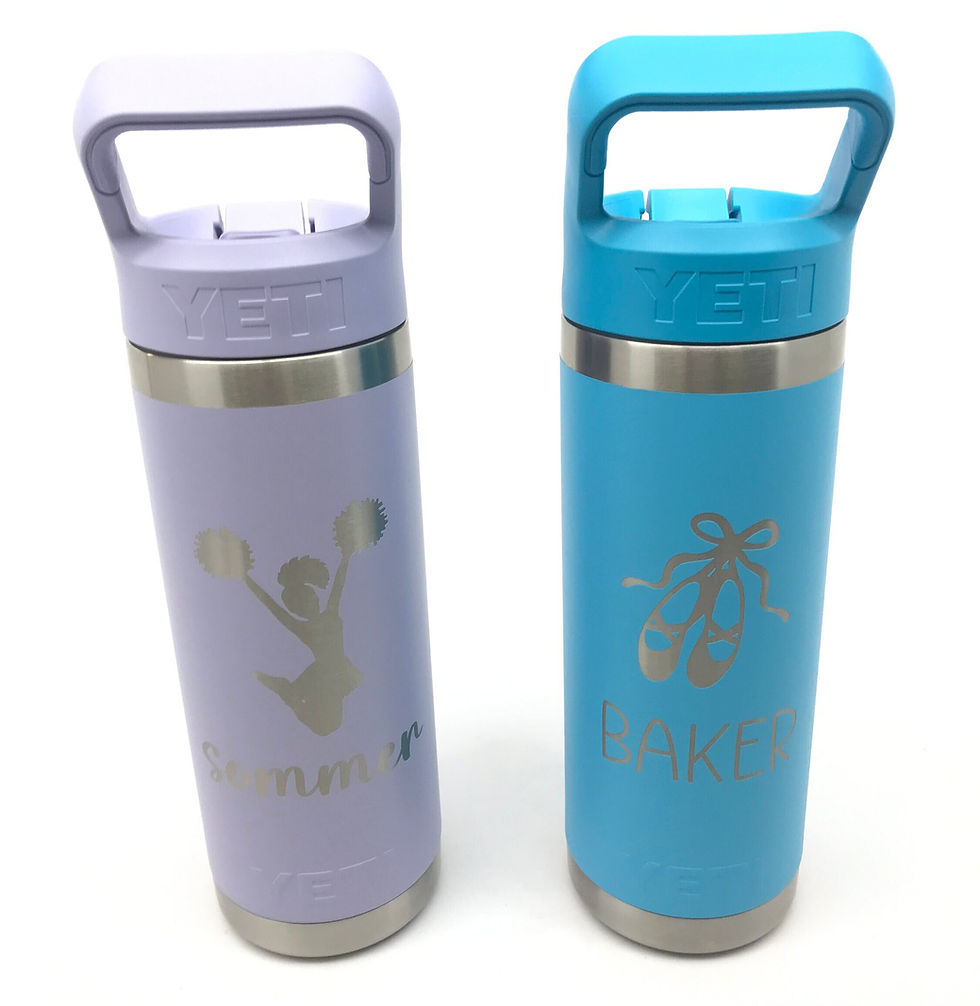 Thumbnail: 18oz Custom Engraved YETI Bottle w Color-Matched Straw Cap