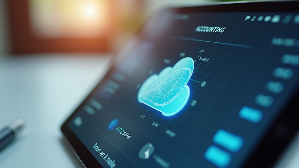 Close-up view of a tablet displaying cloud accounting software