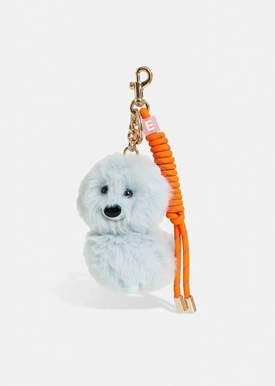 Thumbnail: Lichtblauwe bag charm met hond en oranje koorddetail JACI-J5LV