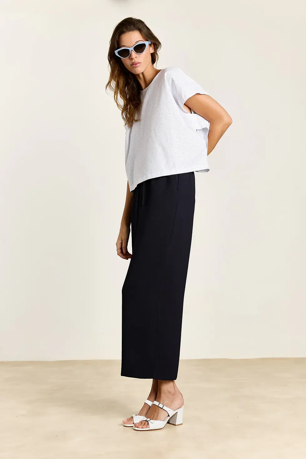 Thumbnail: Sleeveless Boxy Top ESMERALDE Blue Check