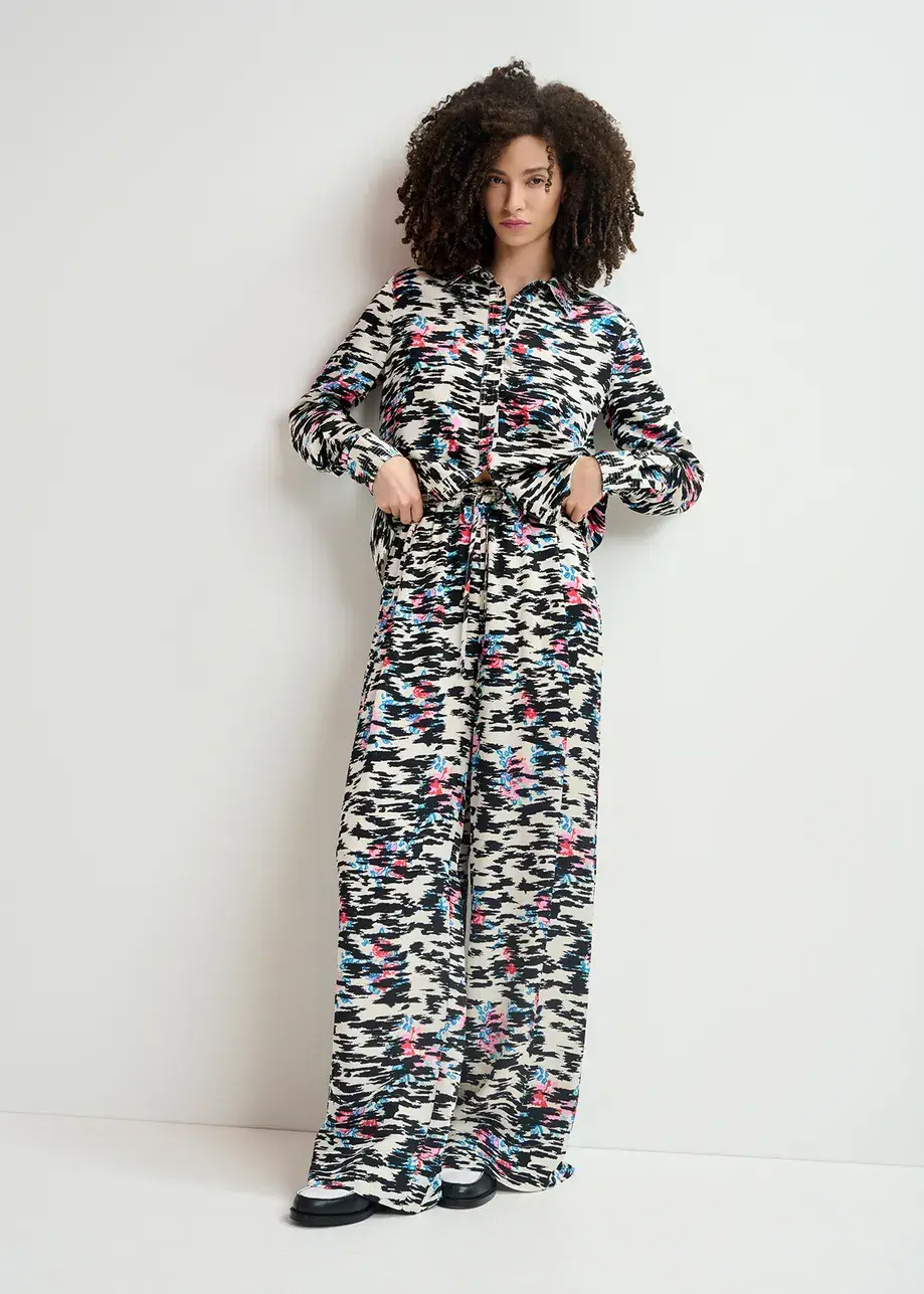 Essentiel Helena brede broek met zebraprint H1OW